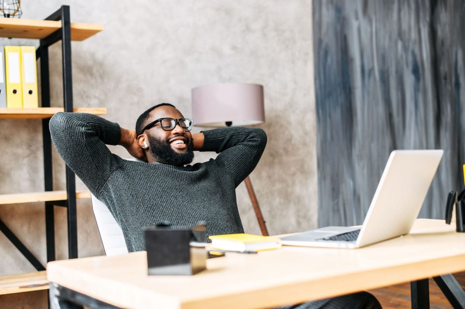 man at desk